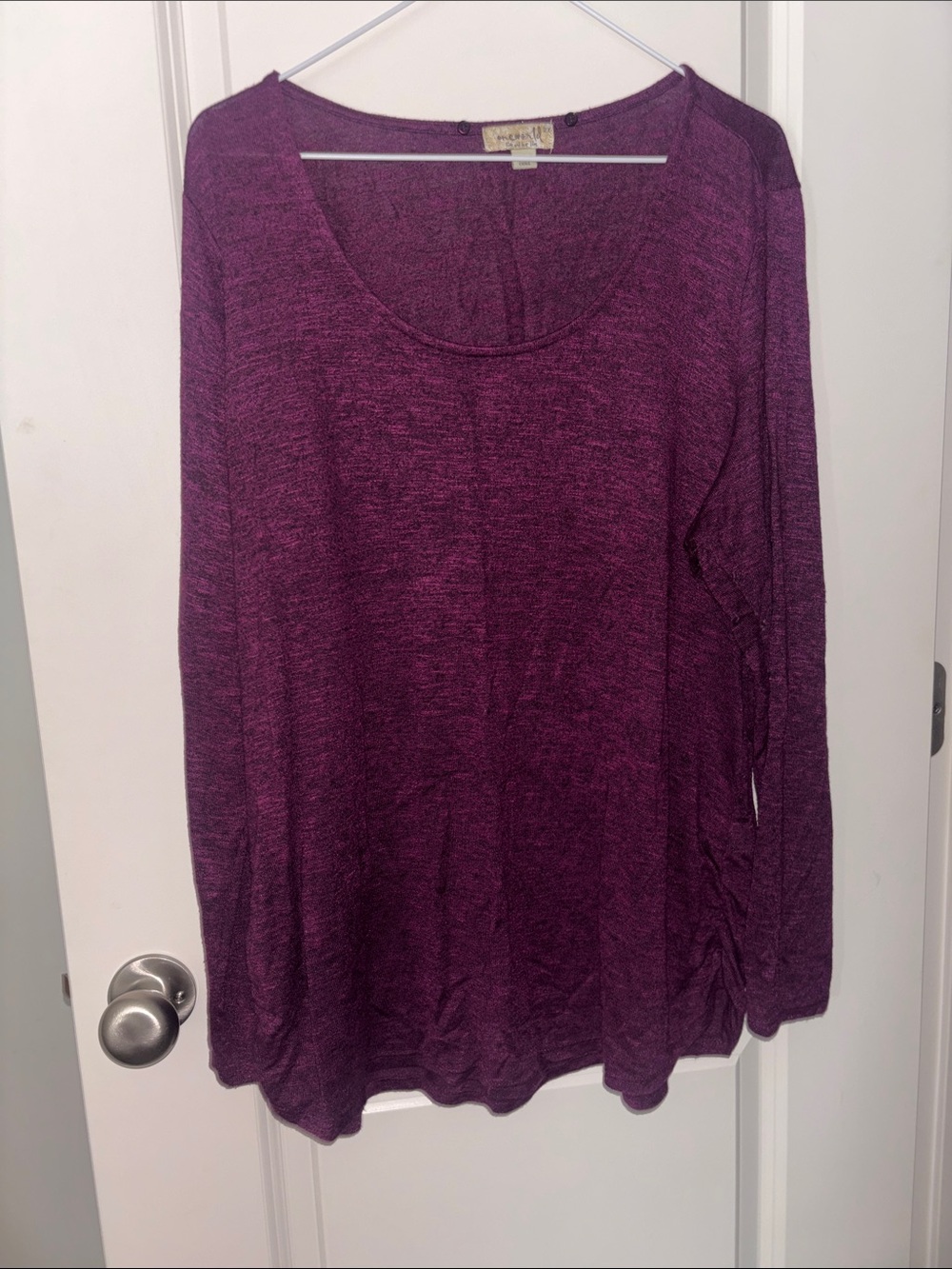 Lightweight Scoop Neck Long Sleeve Top - Plum